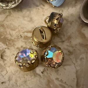 Gold and Iridescent Crystal Brooch